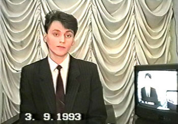 Алексей  Кириченко первый ведущий курагинской телепрограммы, 1993 г.